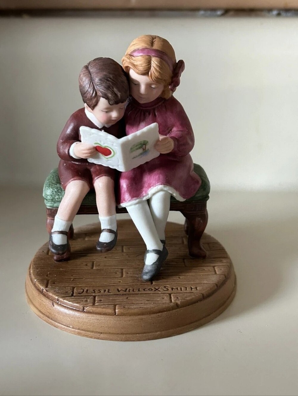 Rare Vtg 1986 "Be My Valentine" Little Boy+Girl on Bench By Jessie Wilcox Smith-